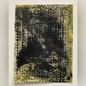 Abstract Acrylic Original Painting On Canvas Paper 9X12 Yellow